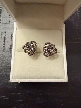 LAGOS Polished Silver Knot Stud Earrings